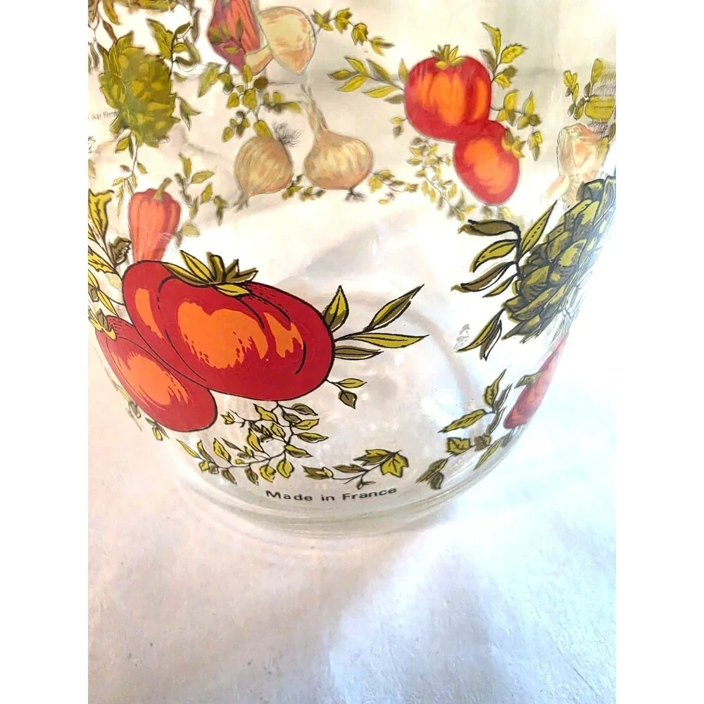 Vintage 2 Glass Canisters France Mushroom Spice Of Life 2 liter & 1 Liter Arc